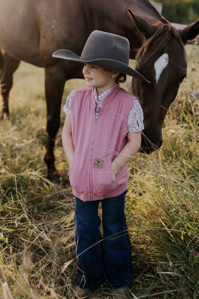 PRE-ORDER - Cotton Drill Vest - Blossom Pink-Little Windmill Clothing Co