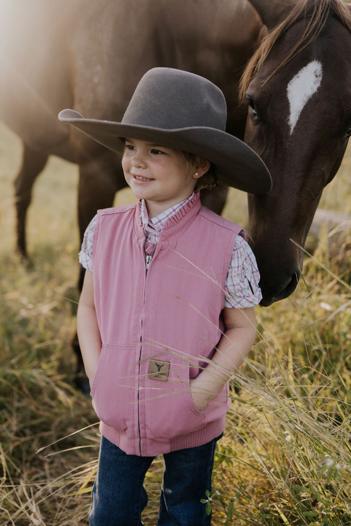 PRE-ORDER - Cotton Drill Vest - Blossom Pink-Little Windmill Clothing Co