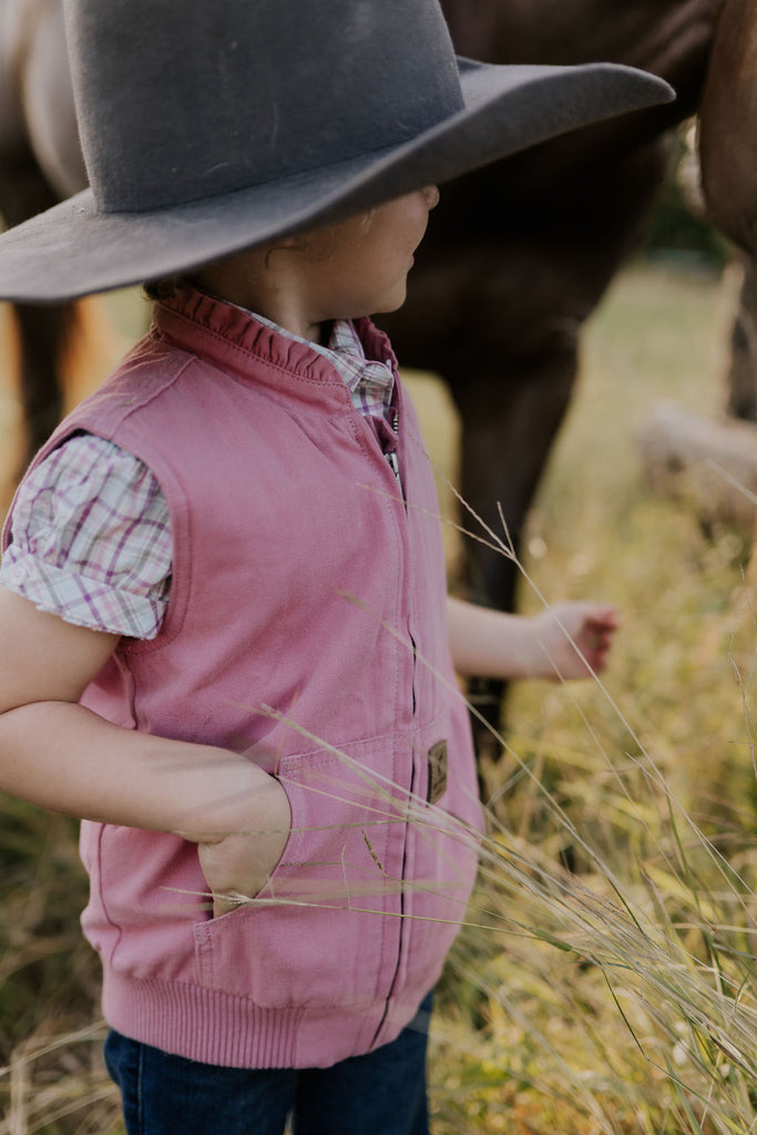 PRE-ORDER - Cotton Drill Vest - Blossom Pink-Little Windmill Clothing Co