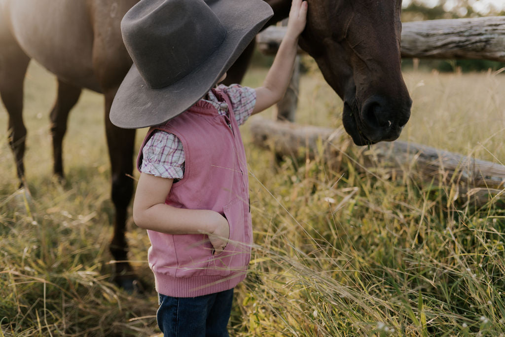 PRE-ORDER - Cotton Drill Vest - Blossom Pink-Little Windmill Clothing Co