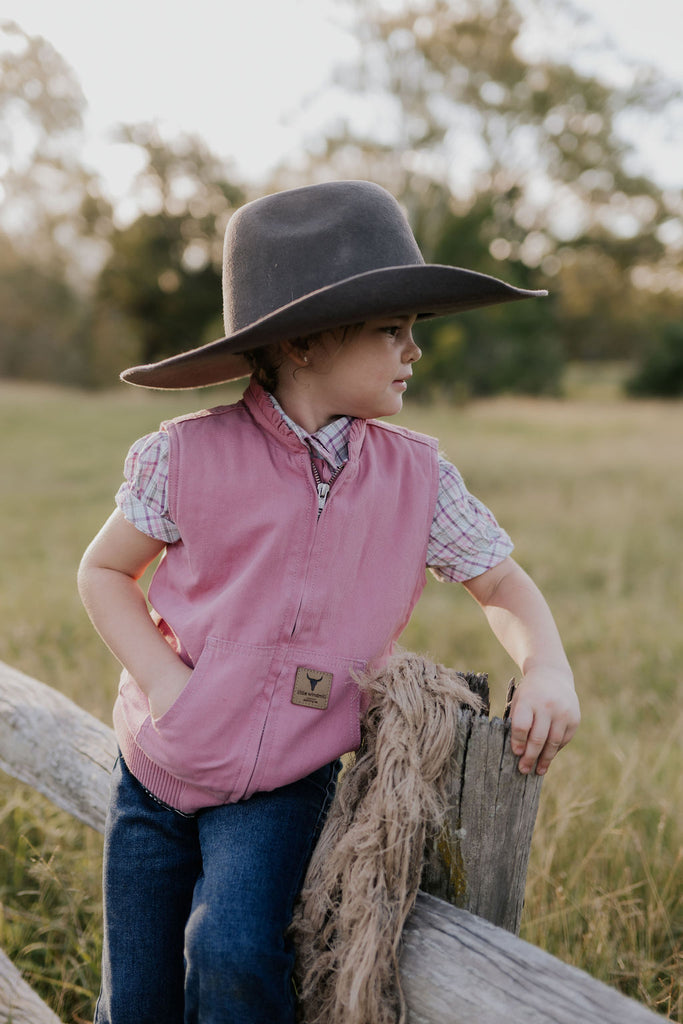 PRE-ORDER - Cotton Drill Vest - Blossom Pink-Little Windmill Clothing Co