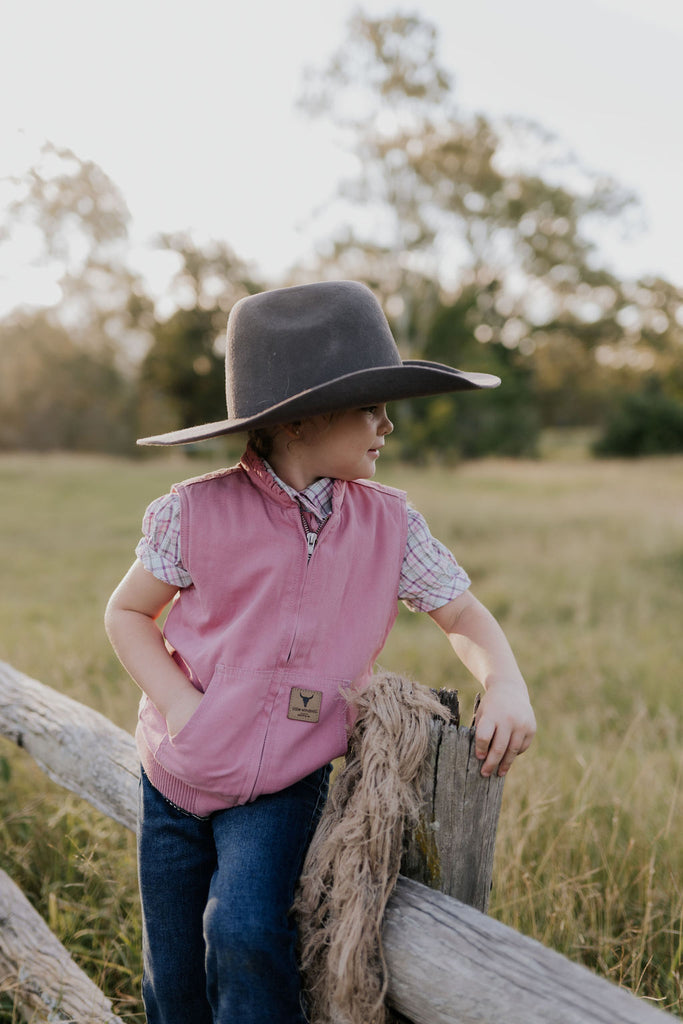 PRE-ORDER - Cotton Drill Vest - Blossom Pink-Little Windmill Clothing Co