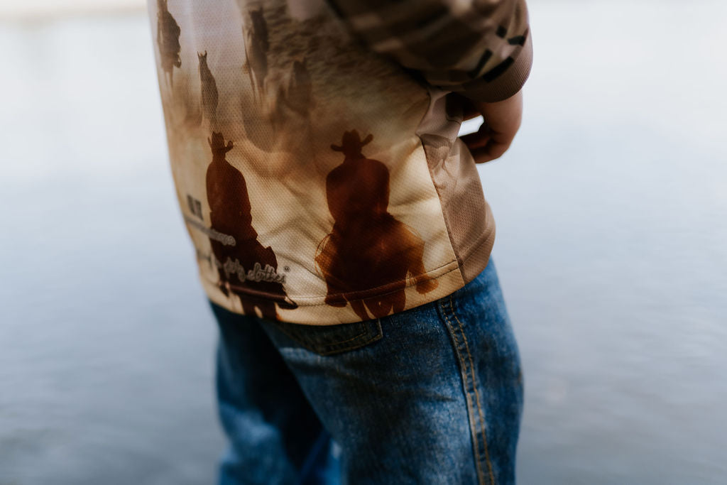 Cowboy Up Fishing Long Sleeve Shirt-Little Windmill Clothing Co