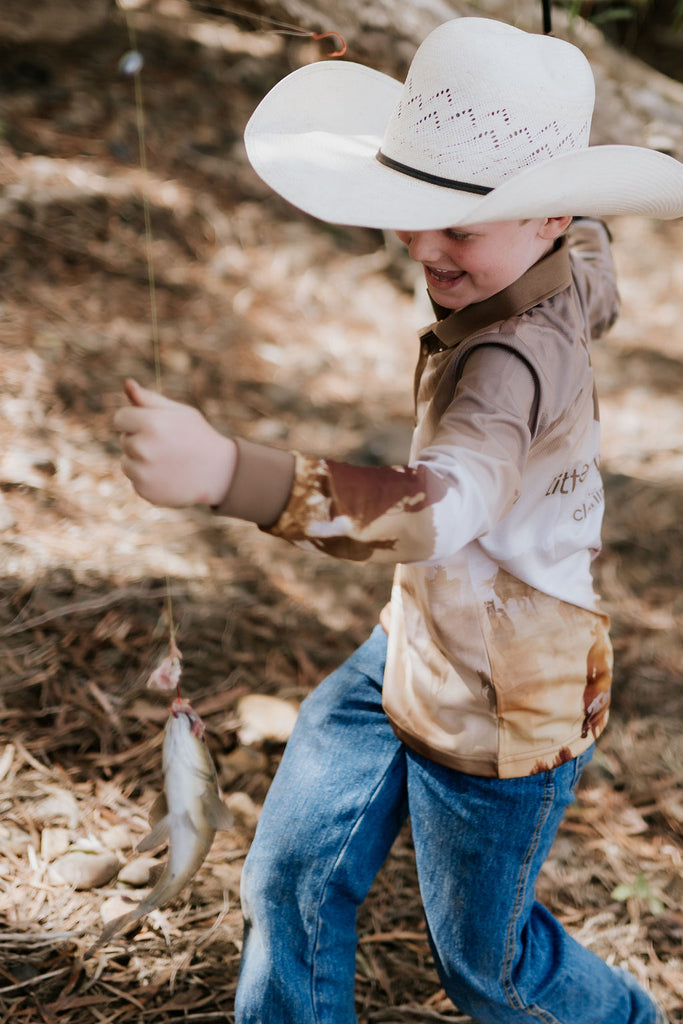 Cowboy Up Fishing Long Sleeve Shirt-Little Windmill Clothing Co