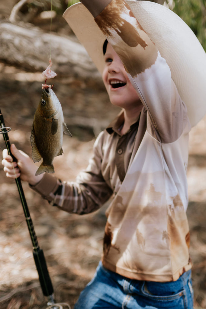 Cowboy Up Fishing Long Sleeve Shirt-Little Windmill Clothing Co