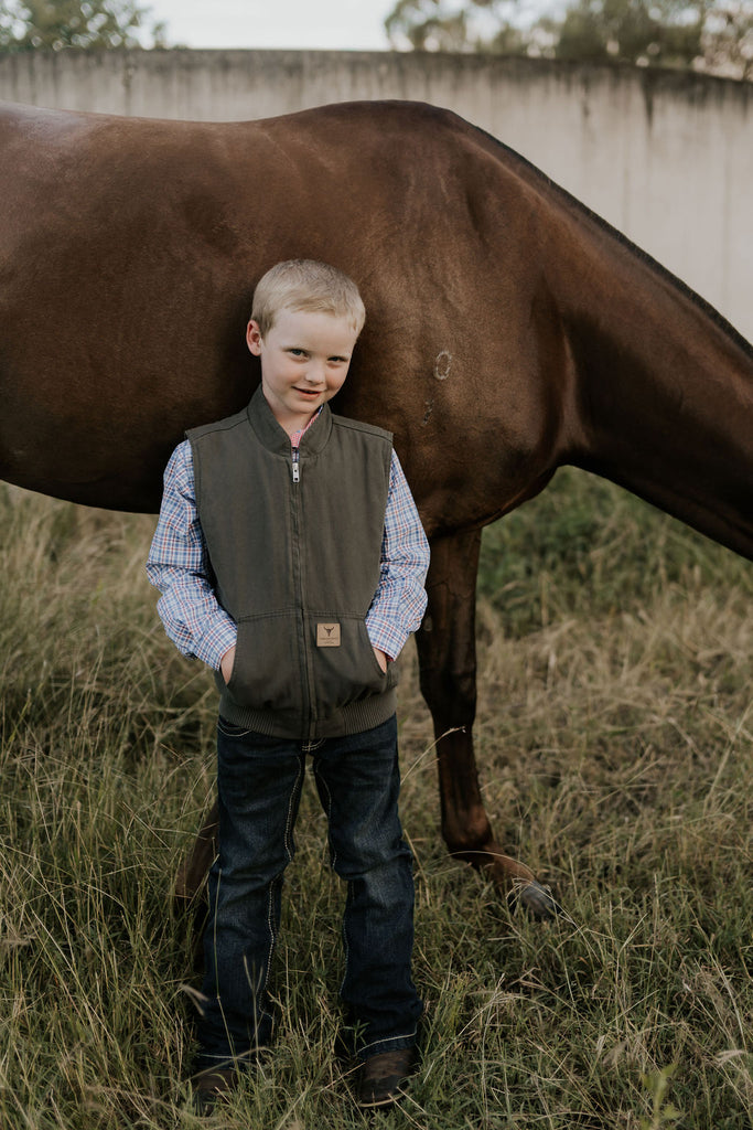 PRE-ORDER - Cotton Drill Vest - Stone Grey-Little Windmill Clothing Co