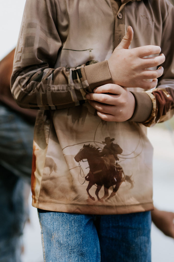 Cowboy Up Fishing Long Sleeve Shirt-Little Windmill Clothing Co