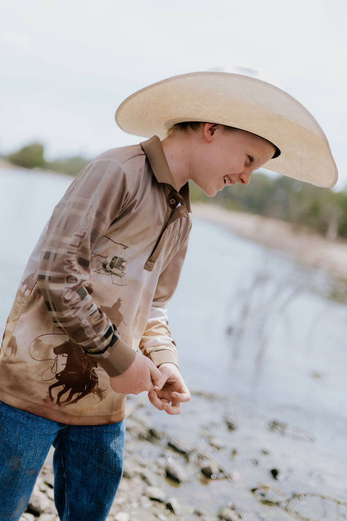 Cowboy Up Fishing Long Sleeve Shirt-Little Windmill Clothing Co