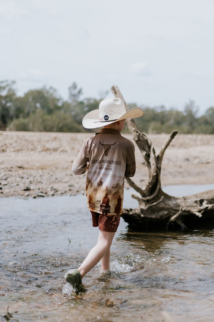Cowboy Up Fishing Long Sleeve Shirt-Little Windmill Clothing Co
