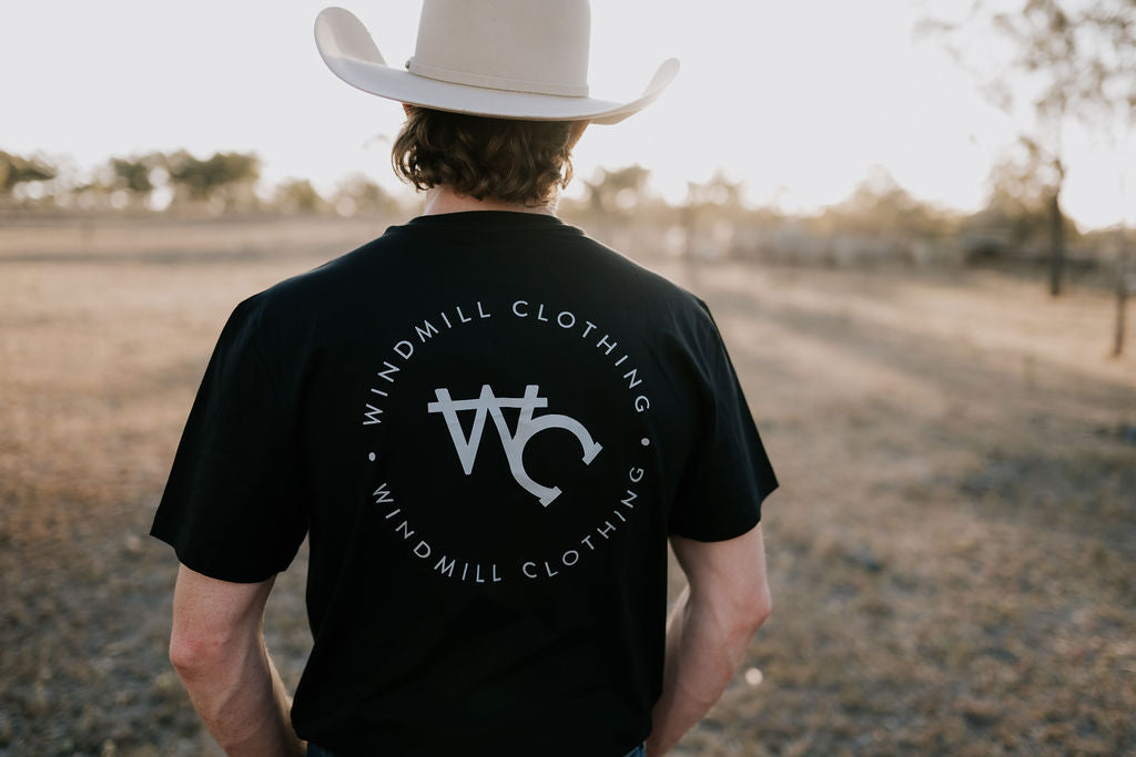 Printed WC Men's Tee - Midnight Black-Little Windmill Clothing Co