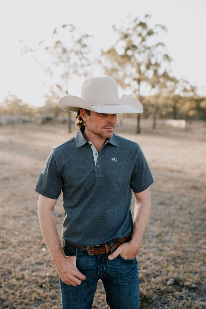 "Benny Guy" Grey Ash Contrast Men's Polo-Little Windmill Clothing Co