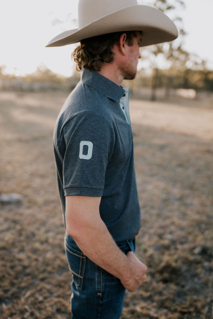 "Benny Guy" Grey Ash Contrast Men's Polo-Little Windmill Clothing Co