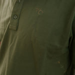 Olive Guy green men's contrast polo shirt front view showing olive green with contrast collar