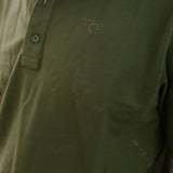 Olive Guy green men's contrast polo shirt front view showing olive green with contrast collar