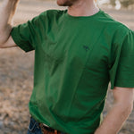 WC Printed Men's Tee Lime colour front view with Windmill Co graphic chest print