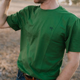 WC Printed Men's Tee Lime colour front view with Windmill Co graphic chest print