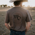 WC Printed Men's Tee Dust graphic detail close-up showing Windmill Co logo print