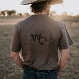 WC Printed Men's Tee Dust graphic detail close-up showing Windmill Co logo print