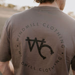 WC Printed Men's Tee Dust colour back view showing relaxed fit