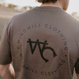 WC Printed Men's Tee Dust colour back view showing relaxed fit