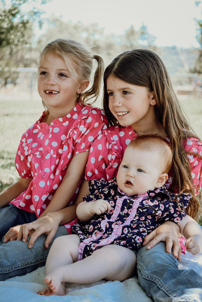 "Kansas" Polkadot Pink Short Sleeve Blouse-Little Windmill Clothing Co