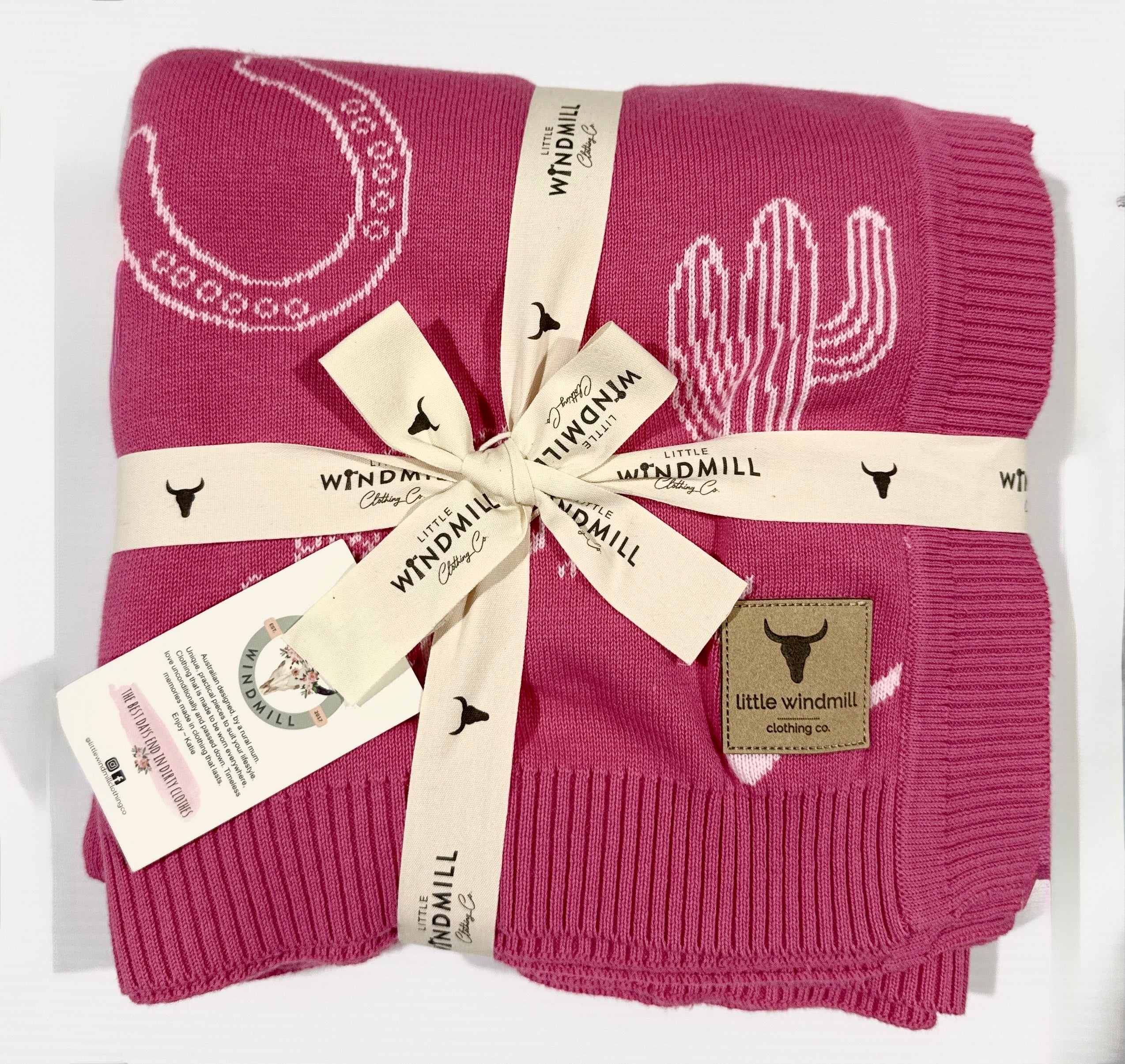LWCC Knit Baby Blanket - Candy Pink-Little Windmill Clothing Co