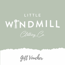 Little Windmill Clothing Co digital gift card for baby showers and celebrations, delivered instantly by email