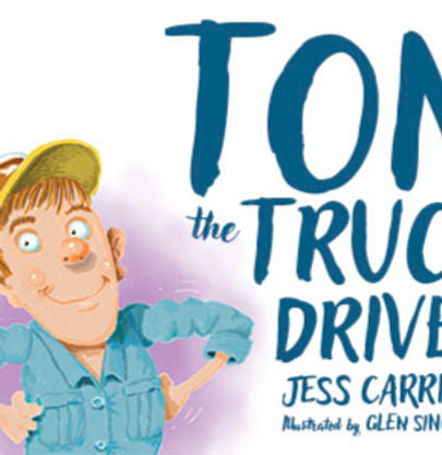 Tom The Truck Driver children's picture book open showing country truck driving adventure illustrations