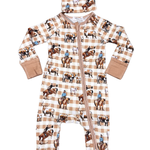 Cowboy Waffle Cotton Onesie With Beanie-Little Windmill Clothing Co