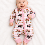 Cowgirl Waffle Cotton Onesie With Bow-Little Windmill Clothing Co