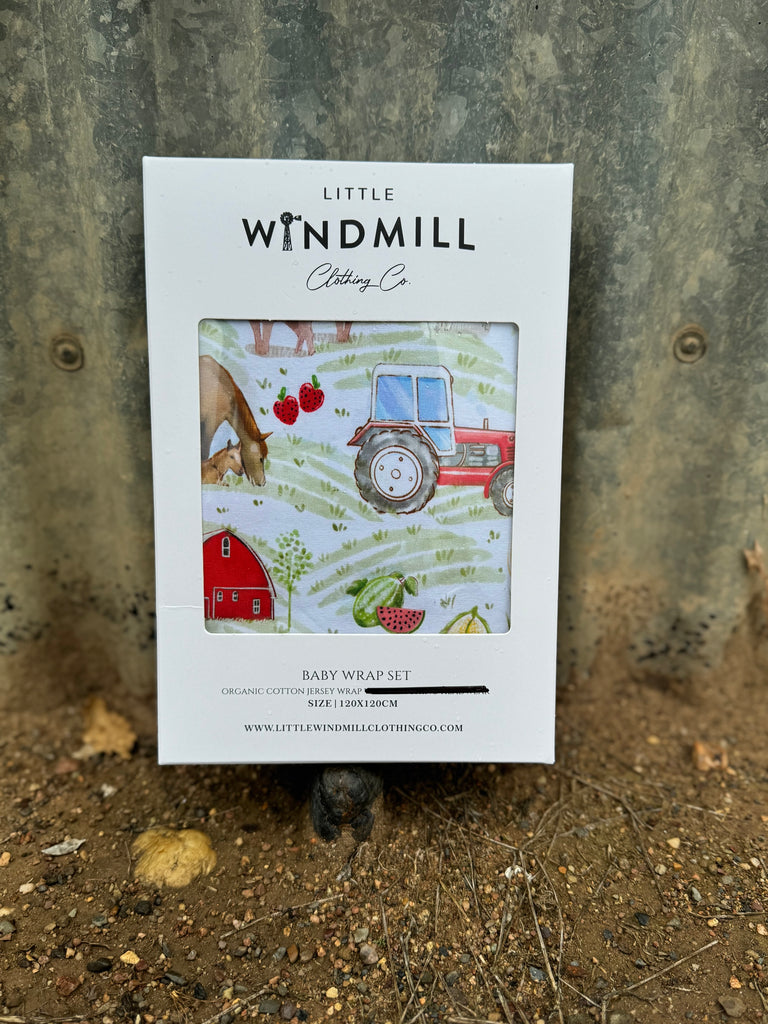 Farming Jersey Organic Cotton Swaddle-Little Windmill Clothing Co