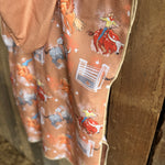 Bull Rider brown kids waffle towel fabric close-up showing quality soft waffle cotton texture