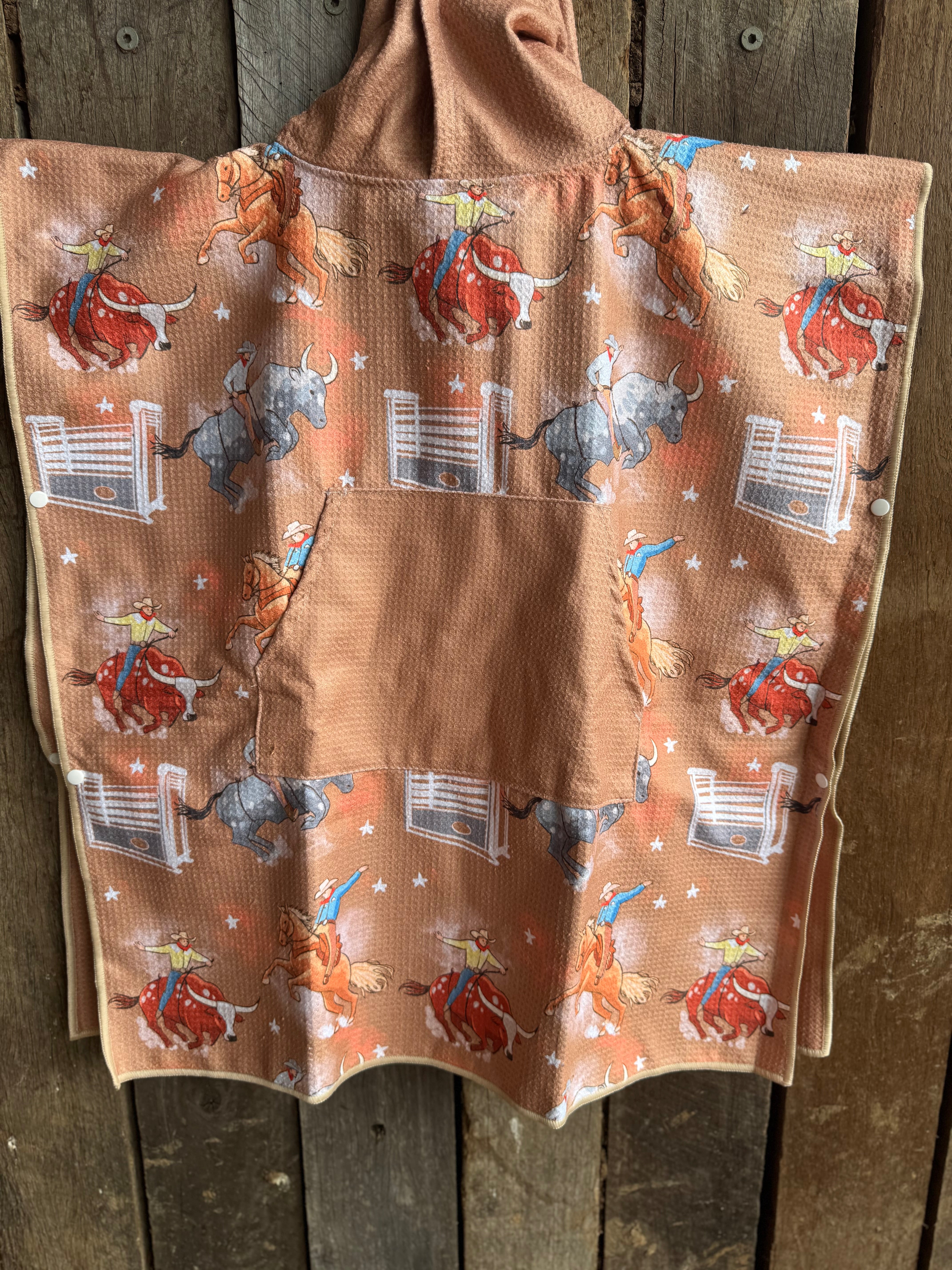 Bull Rider Brown KIDS Waffle Towel-Little Windmill Clothing Co