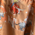 Bull Rider brown kids waffle towel edge detail showing quality finished edges on kids waffle towel