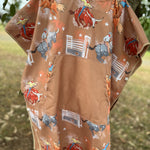 Bull Rider brown kids waffle towel folded showing compact bull rider print kids towel