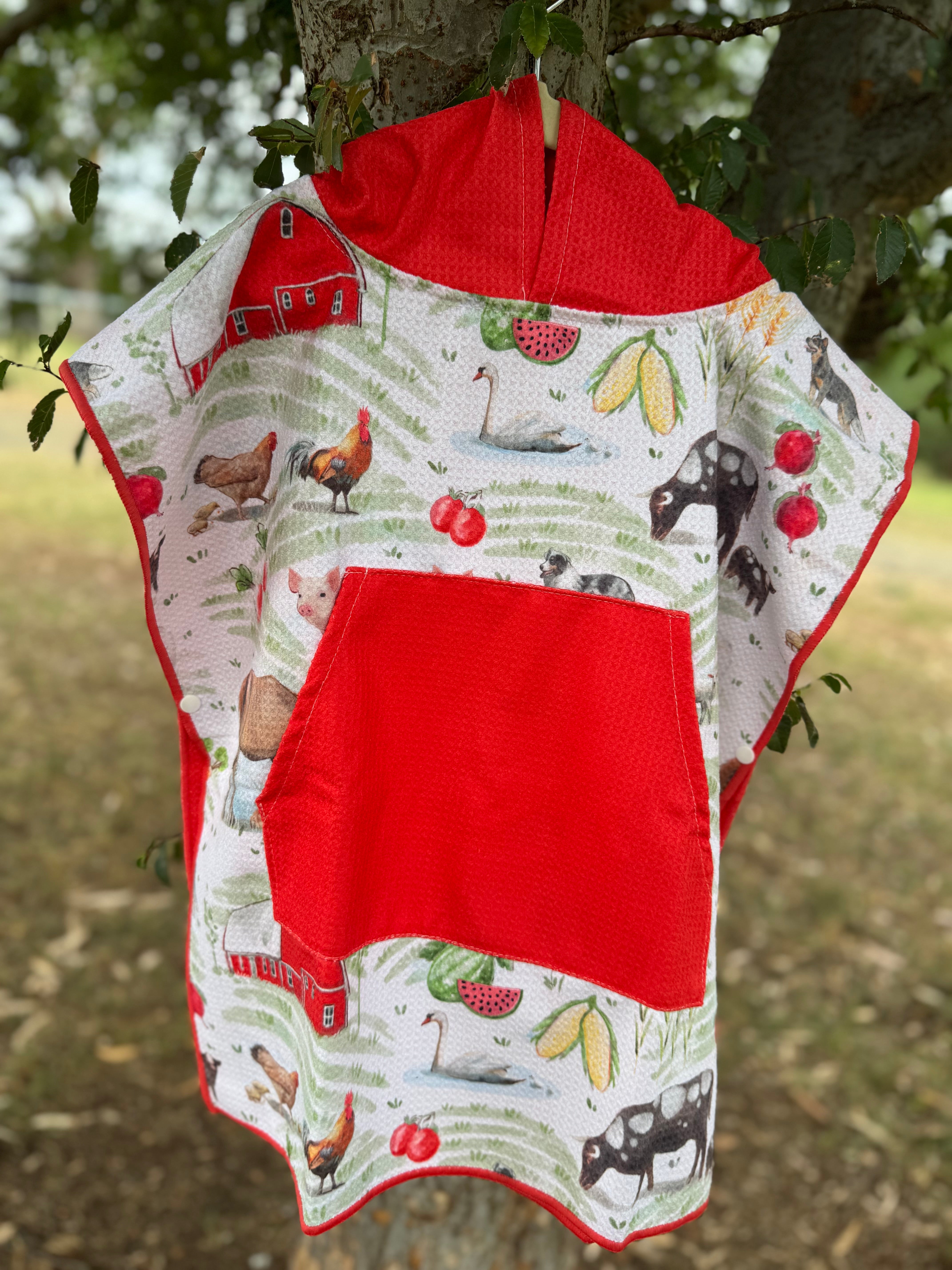 Farm Animal toddler waffle towel detail showing cute farm animal print and soft waffle cotton