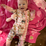 Cowgirl Waffle Cotton Onesie With Bow