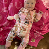 Cowgirl Waffle Cotton Onesie With Bow