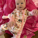 Cowgirl Waffle Cotton Onesie With Bow