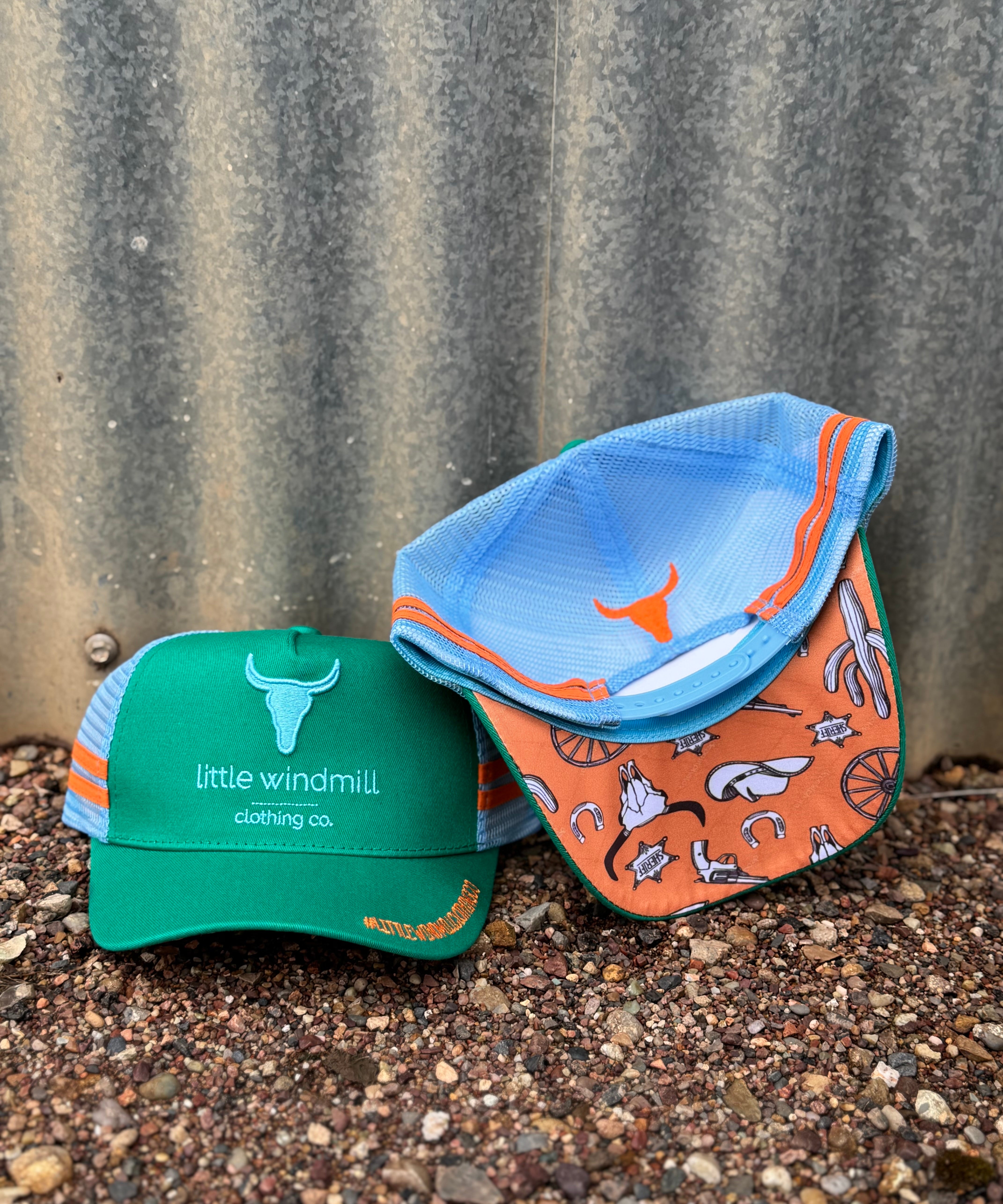 Toddlers and youth fresh green country cap showing vibrant fresh green in structured country cap style