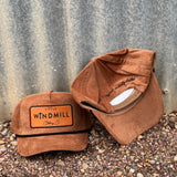Toddlers and youth chocolate cord cap showing textured chocolate corduroy in structured cap style