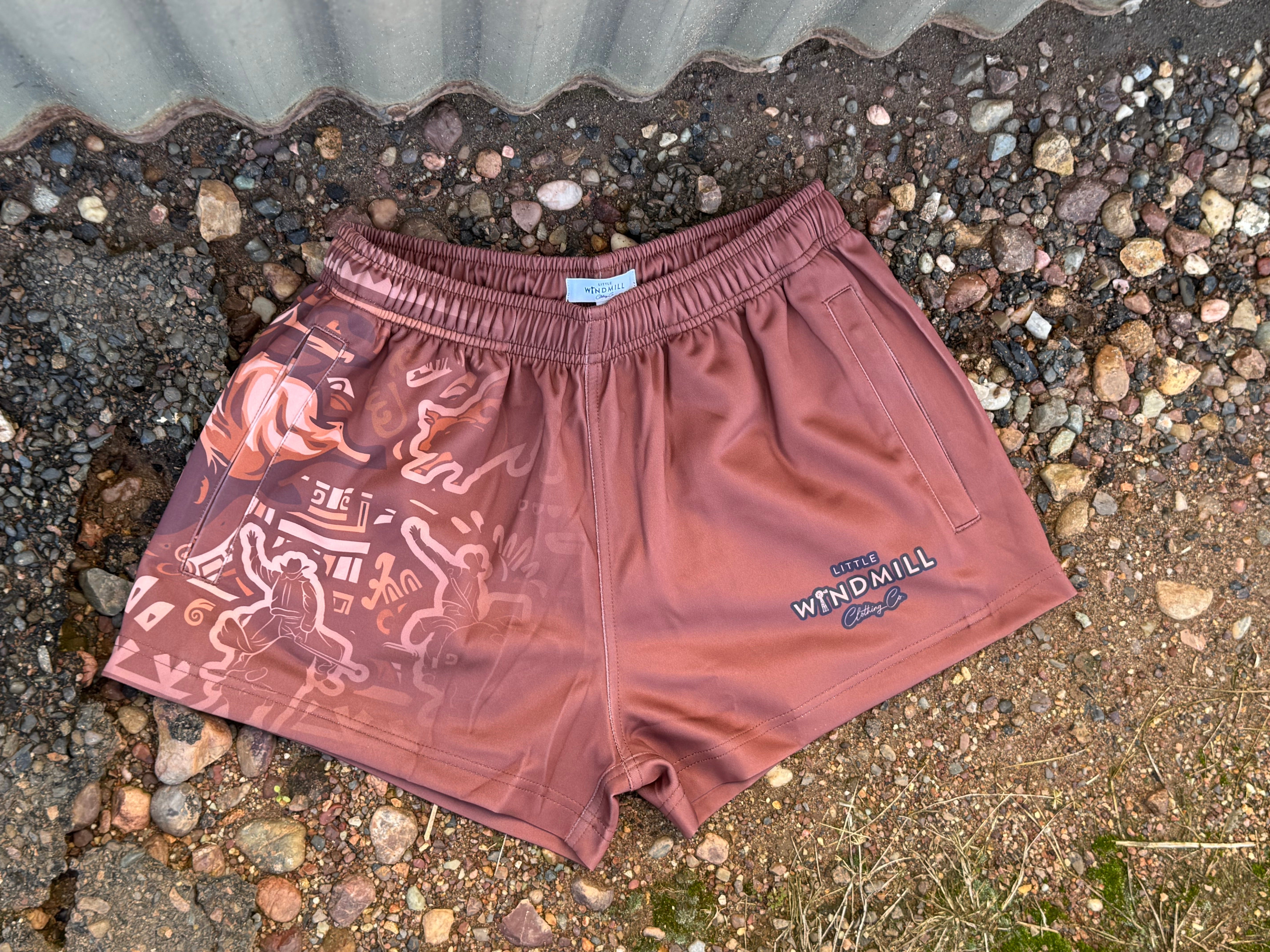 Dust Scene Bull Footy Shorts-Little Windmill Clothing Co