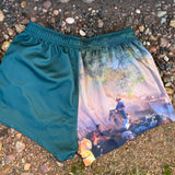 Moss Green River Mens Footy Shorts-Little Windmill Clothing Co