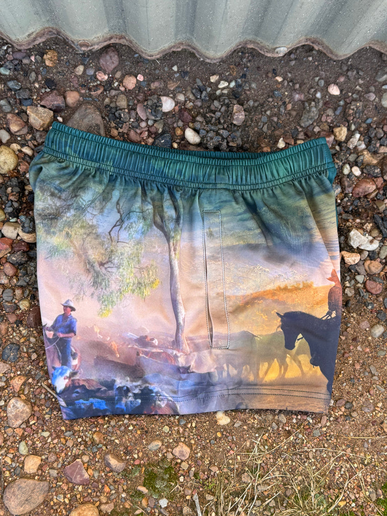Moss Green River Mens Footy Shorts-Little Windmill Clothing Co