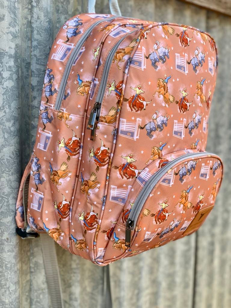 Bucking Bulls & Broncs Backpack Bag TWO ZIPPER-Little Windmill Clothing Co