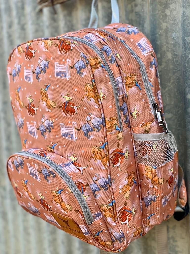 Bucking Bulls & Broncs Backpack Bag TWO ZIPPER-Little Windmill Clothing Co