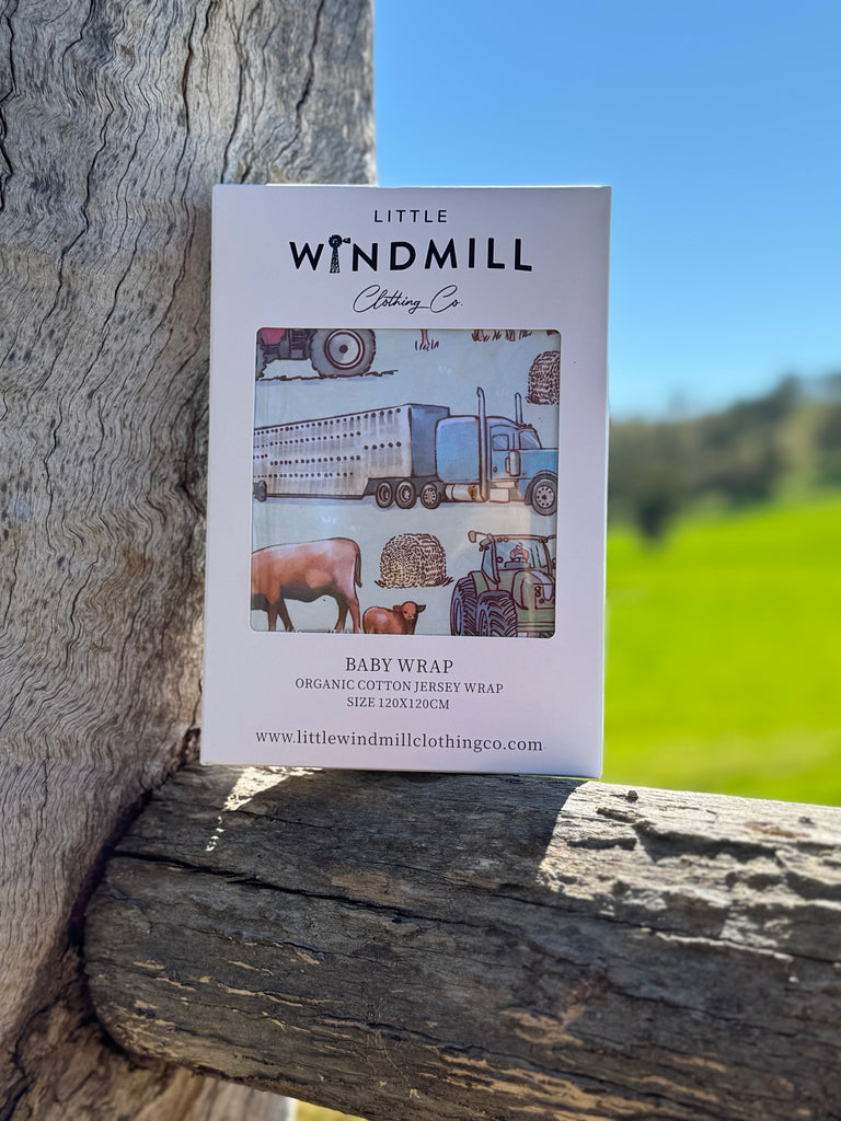 Ranch Life Jersey Organic Cotton Swaddle-Little Windmill Clothing Co