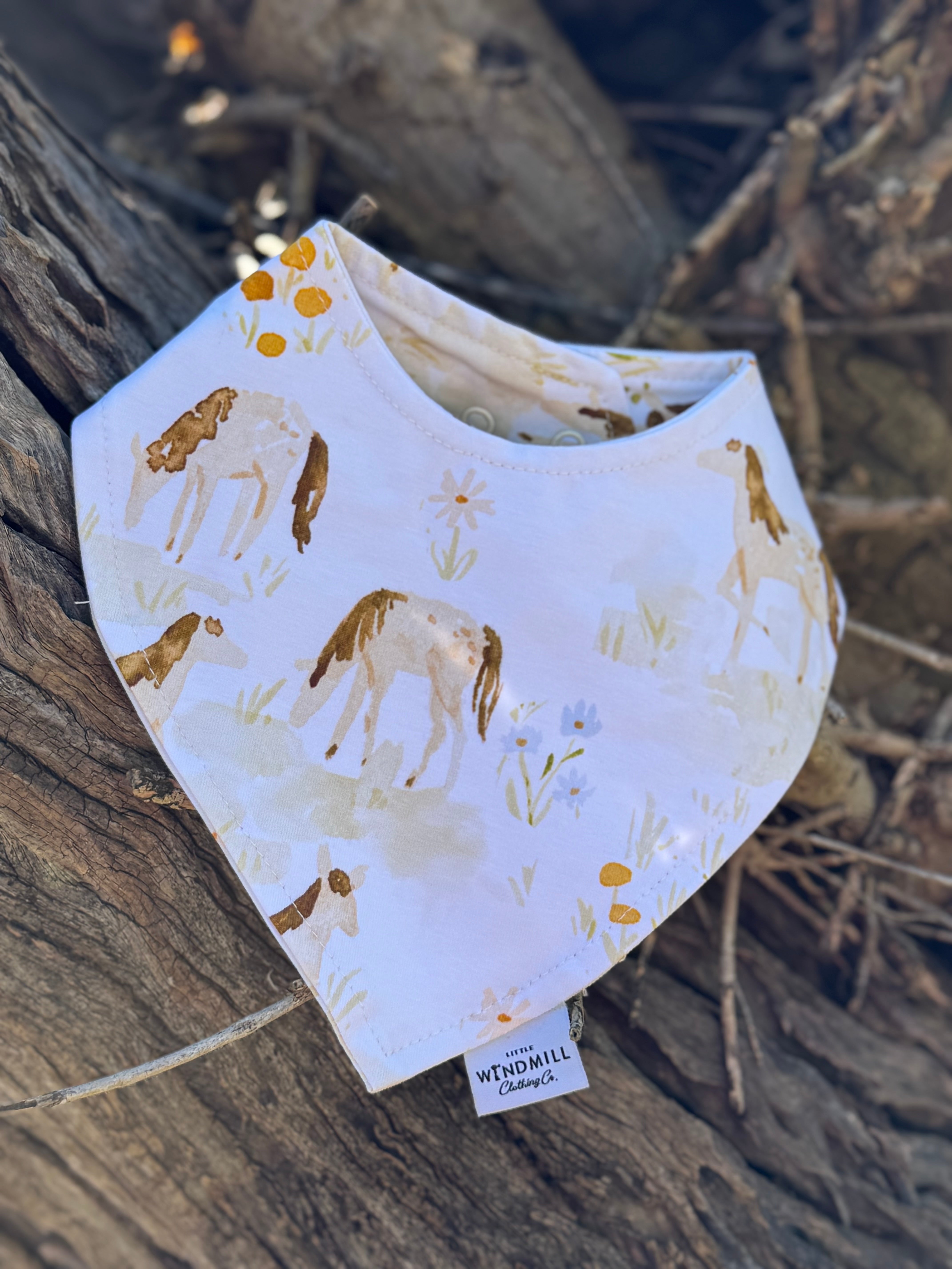 Waterproof horse field bib back showing easy-clean wipeable surface and adjustable neck