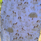 Horse field jersey organic cotton swaddle showing beautiful horse in field scene on premium organic cotton