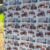 Ranch life organic cotton swaddle draped showing generous swaddle size for newborns